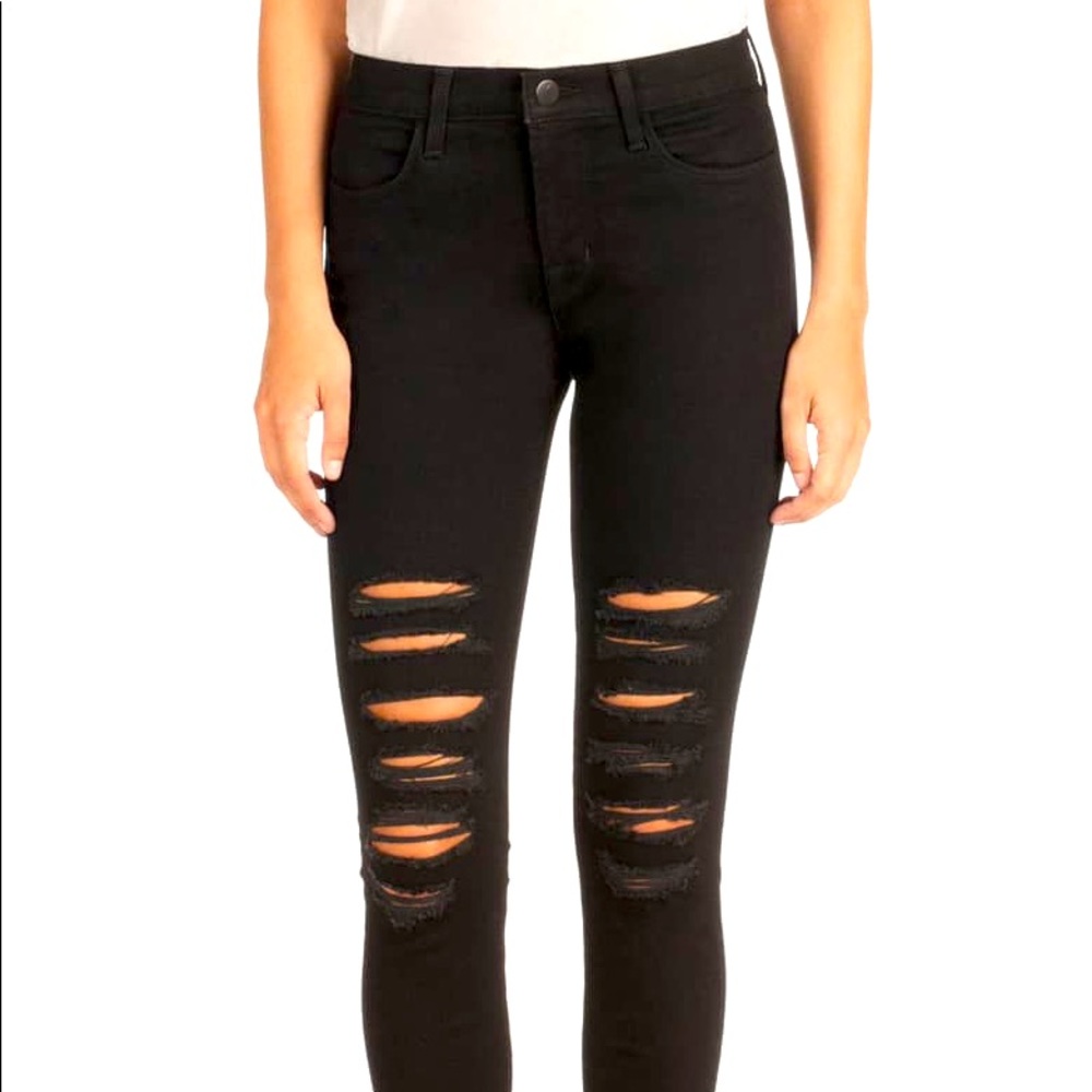 Size 25 high rise J brand black ripped jeans
